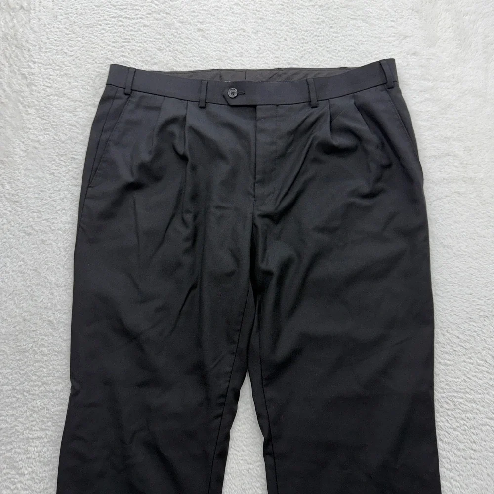 Lauren Ralph Lauren Mens Black Wool Blend Pleated Cuffed Dress Pants‎ 36x30